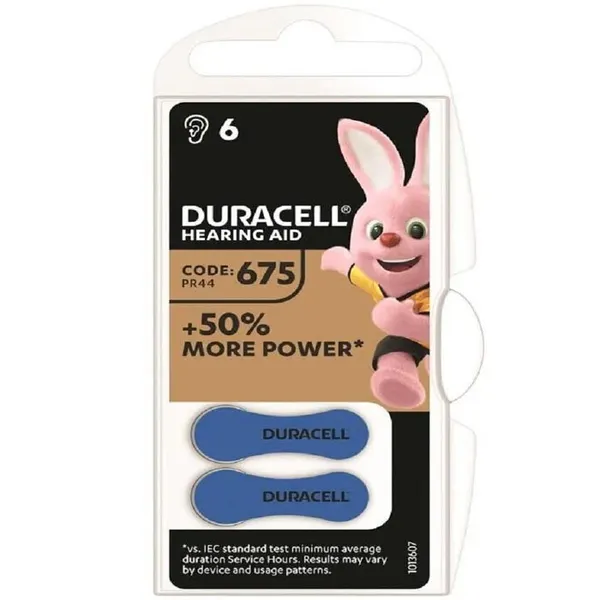 Батарейка ZA675 Duracell ACTIVAIR для слуховых аппаратов, воздушно-цинковая, в блистере 6шт