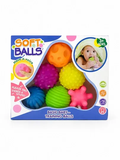 Мягкие сенсорные мячики Soft Balls, 6 шт, развивающая игрушка для детей