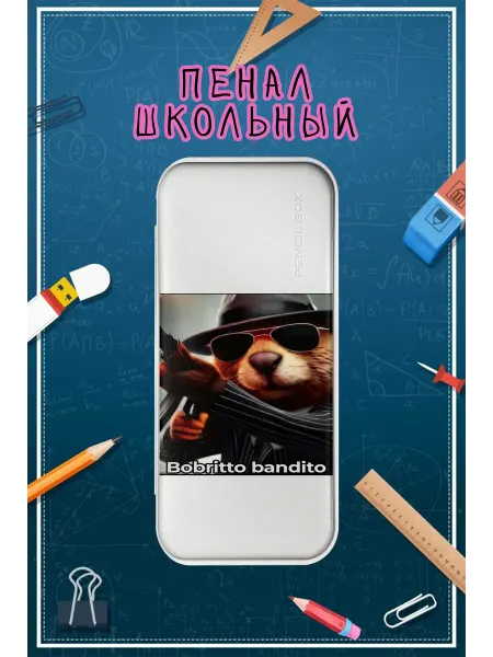 Пенал школьный с принтом мем Боборито бандито
