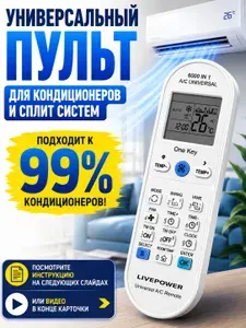 Универсальный пульт для кондиционеров и сплит-систем. Совместим с Samsung, LG, Haier, Ballu, Electrolux и других брендов