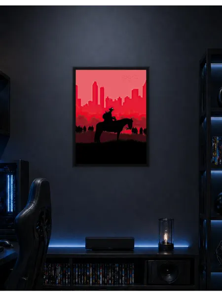 Postersbase Постер Одинокий всадник в городском пейзаже 30x40