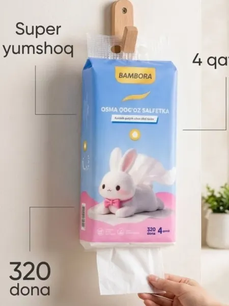 Сухие подвесные салфетки BAMBORA — мягкие, как кролик