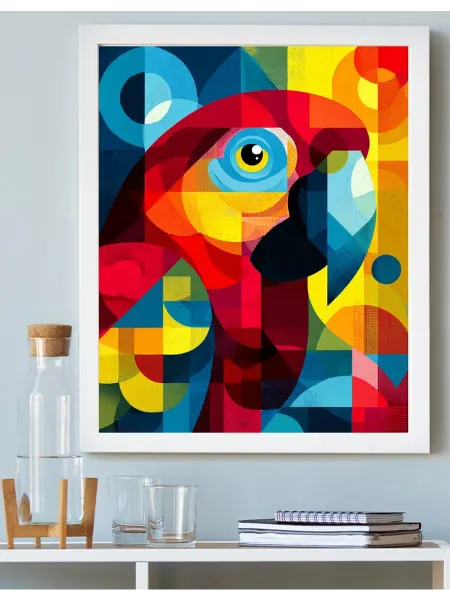 Art on Canvas Геометрический попугай Картина по номерам на холсте 40х50 см