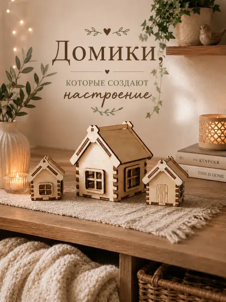 GreenWood Russia Домик, поделка деревянная, новогодний