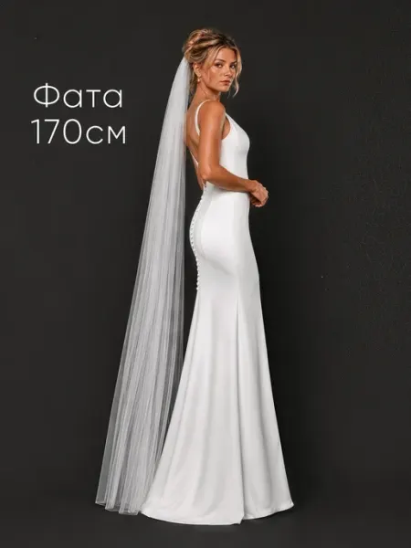 BANTESSA Фата свадебная длинная на гребне