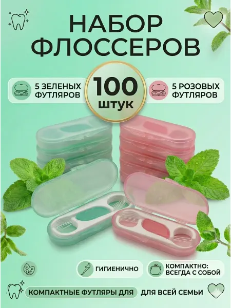 Зубочистка с нитью пластиковая Флосеры в кейсе