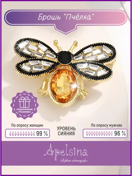 Apelsina Оригинальная брошь стильная Пчела