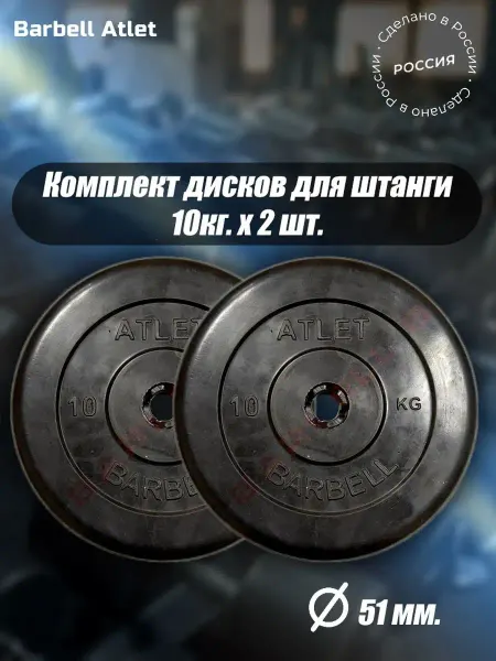 Barfits Комплект Дисков Barbell для гантелей D51 10кг. 2 шт