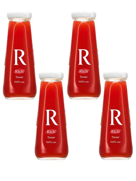 Rich Сок томатный в стеклянной бутылке, 0,2л, 4 шт