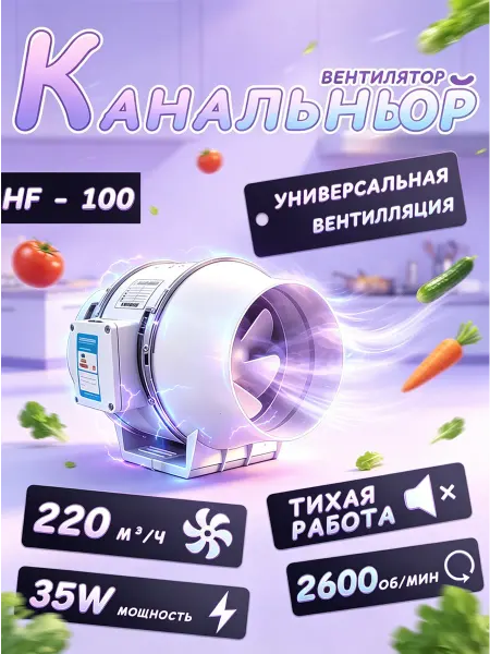 Вентилятор для кухонной вытяжки 4 дюйма