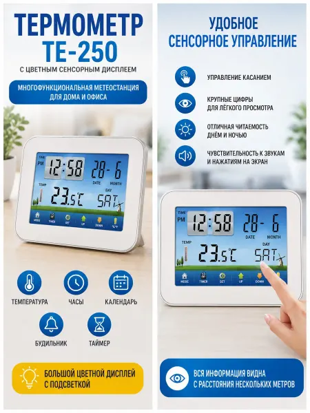 ТЕ-250 — термометр с цветным сенсорным дисплеем