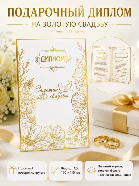 ГК Горчаков Диплом - открытка свадебная "Золотая свадьба"