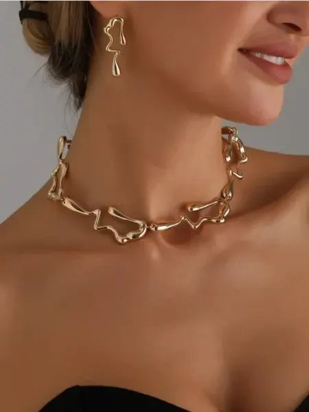 Bars brand Набор украшений колье сережки серебристый