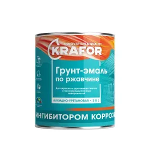 KRAFOR Грунт- эмаль по ржавчине черная 1,9 кг