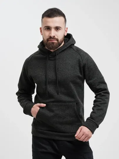 Худи, толстовка с начесом, базовая с капюшоном, кенгуру карманами, Unisex Base