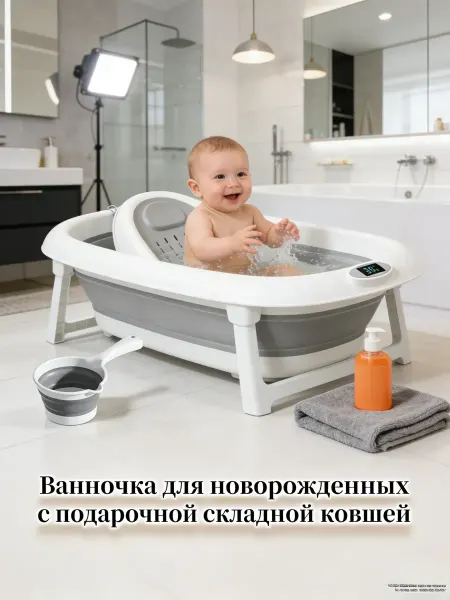 Ванночка складная с электронным дисплеем термометра