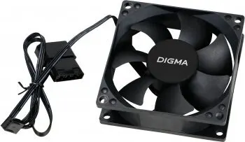 Вентилятор для корпуса DIGMA 80х80х25 мм, черный 3-pin 4-pin Moleх 23дБ (DFAN-80)