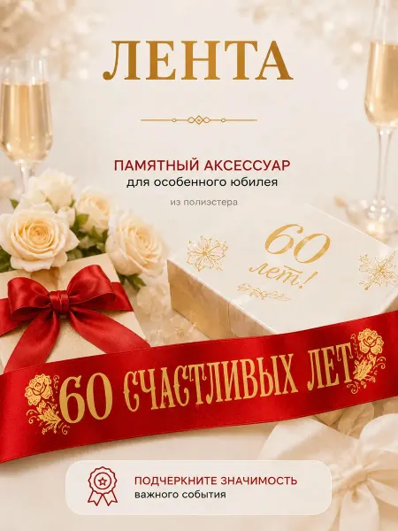 Издательская группа «Квадра» Лента Юбилей 60 счастливых лет 1шт