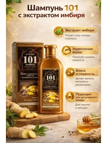 Baxtli Имбирный шампунь от выпадения волос и для роста