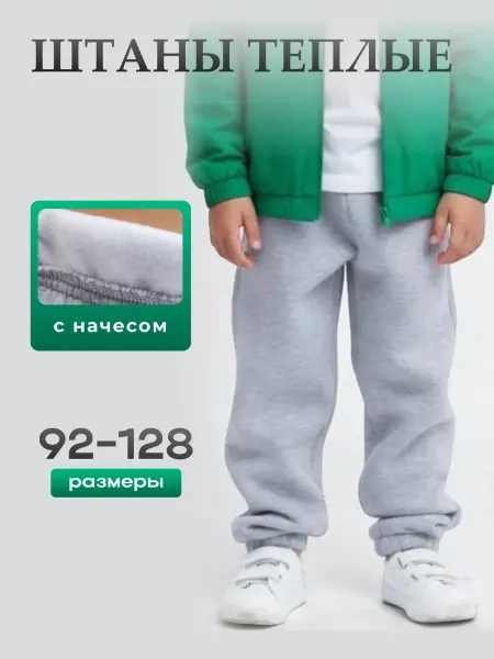 BAZA KIDS Брюки детские с начесом теплые серые