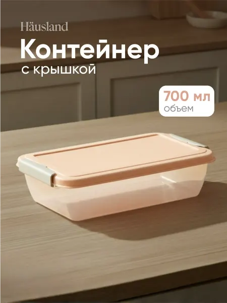 Hausland Home Контейнер для продуктов с защёлками 700 мл прямоугольный