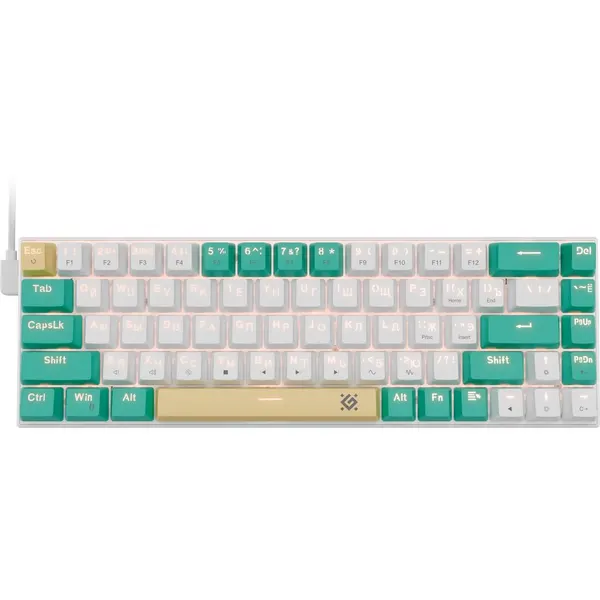 Клавиатура Defender Vexx Pro GK-084, USB, белый/зеленый тип подключения: проводная, интерфейс: USB-test