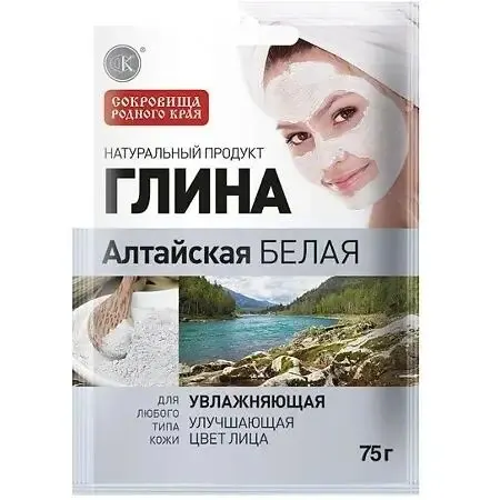 Маска для лица фитокосметик, Глина Алтайская, Белая, Увлажняющая, Народные рецепты, 75 мл