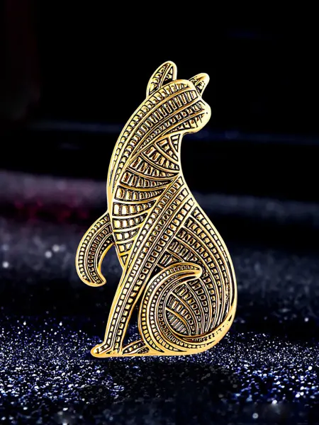 ВИНТАЖ БИЖУ Брошь Кошка крупная