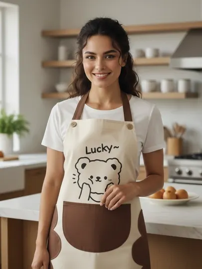 Фартук кухонный водонепроницаемый "Lucky Bear", с карманом и полотенцем для рук