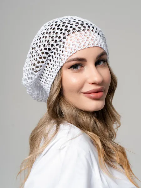 SANIYA Берет ажурный в сетку вязаный хлопок