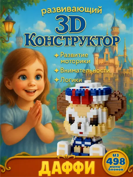 Toddler Joy 3д конструктор из миниблоков лего Мишка морячок Даффи