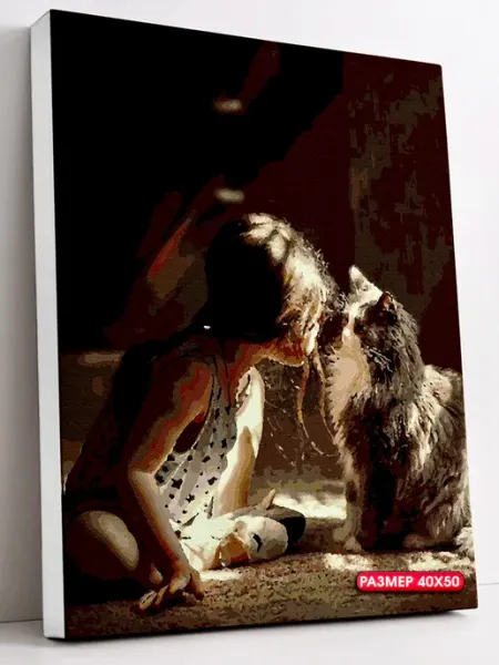 LoveArt Картина по номерам на холсте 40х50 Девочка и кот