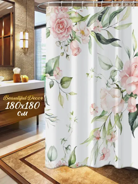 Beautiful decor Штора для ванной тканевая водонепроницаемая