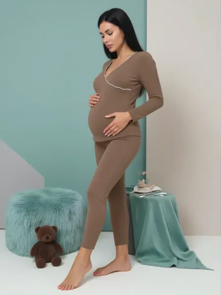 BeautifulAmour Пижама для беременных и кормящих домашний костюм эластичный