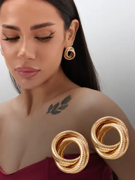Beauty in details Серьги кольца двойные крупные бижутерия