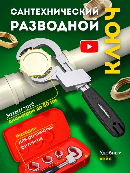 KinTana Ключ разводной сантехнический универсальный 14 в 1