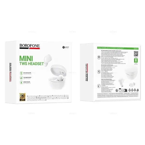 Наушники беспроводные TWS BOROFONE BW97 Clear, bluetooth V5.4 (Белый)