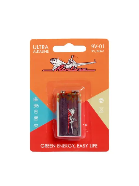 AIRLINE Батарейка 6LR61 Крона 9V щелочная 1 шт. блистер