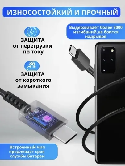 Зарядное устройство для Samsung 25W, супербыстрая зарядка, адаптер с кабелем Type-C 3A - Аксессуары и запчасти