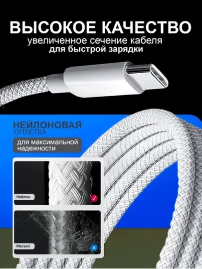 Зарядное устройство для iPhone, быстрая зарядка 35 Вт, с кабелем Type-C —Type-C - Аксессуары и запчасти