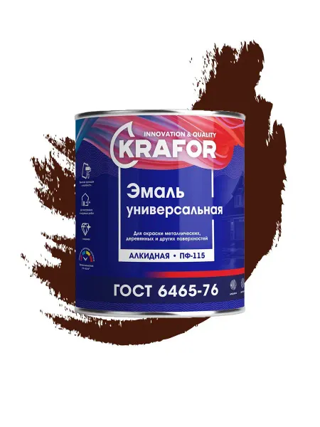 KRAFOR Эмаль ПФ-115, алкидная 0,8 кг,шоколадная