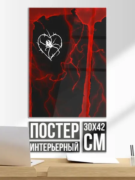 Постер на стену Гранж, разводы и паук