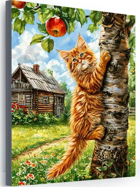 Art-Hobby-Market Картина на стену для интерьера кот и яблоня 40x50