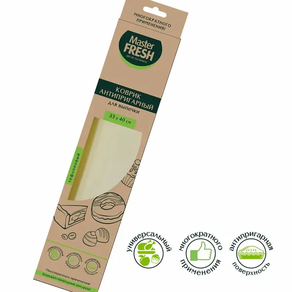 Тефлоновый коврик для выпечки Master FRESH, силиконовый/стеклянный, 33x40 см