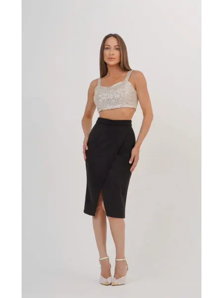 Mon fashion Юбка осенняя миди карандаш замшевая