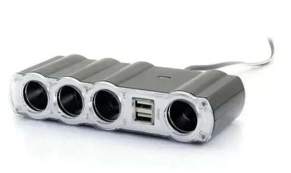 Автомобильное зарядное устройство разветвитель прикуривателя 24 / 12v на четыре гнезда + USB (1000 MA) MyPads