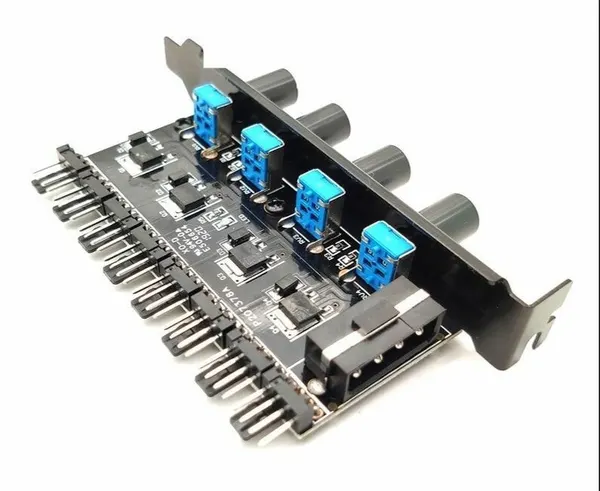 Питание Molex IDE 4Pin, 4 регулировки скорости кулера: 8 вентиляторов 3 или 4 pin, контроллер вентиляторов.