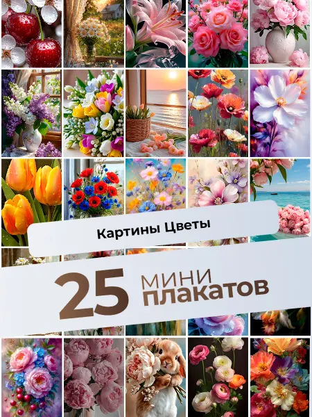 KONNESSI Постеры Картины с цветами. 25 штук