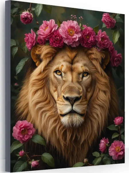 000 Art-Hobby-Market Картина по номерам лев в цветах 40x50