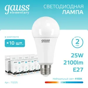 Светодиодная лампа E27 25W 2100lm 6500K груша 10 штук 220V